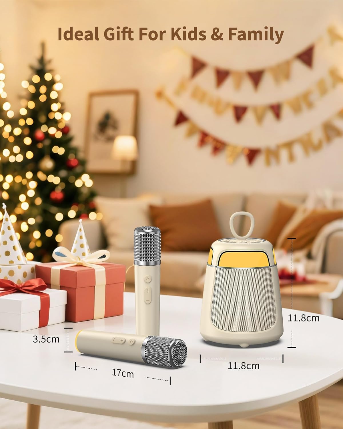 Karaoke Machine for Kids & Adults Portable Bluetooth Speaker with 2 Wireless Karaoke Microphones