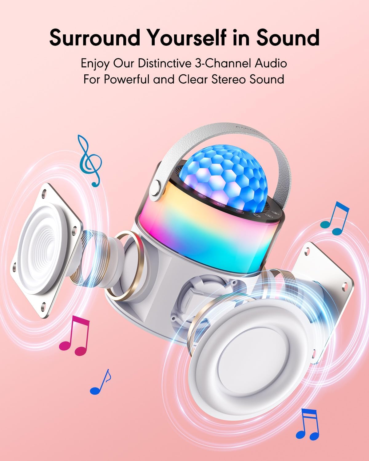 Karaoke Machine with Disco LED Lights