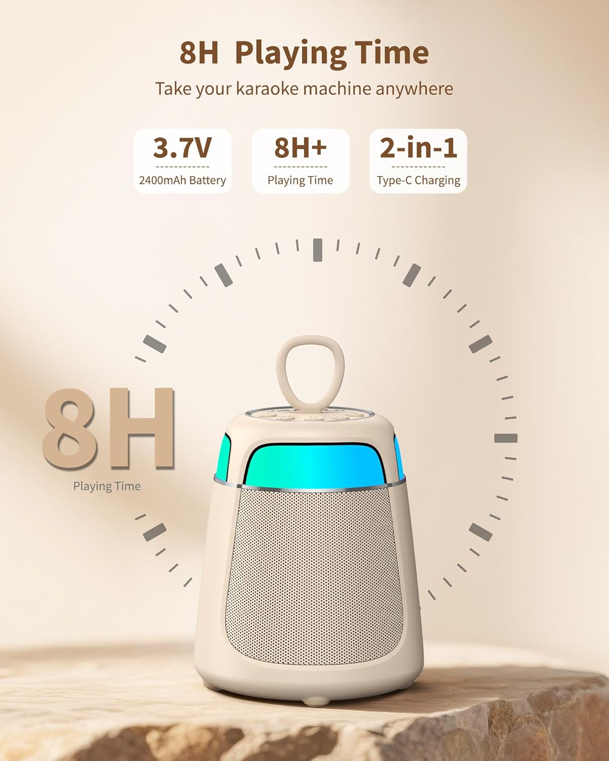 Karaoke Machine for Kids & Adults Portable Bluetooth Speaker with 2 Wireless Karaoke Microphones