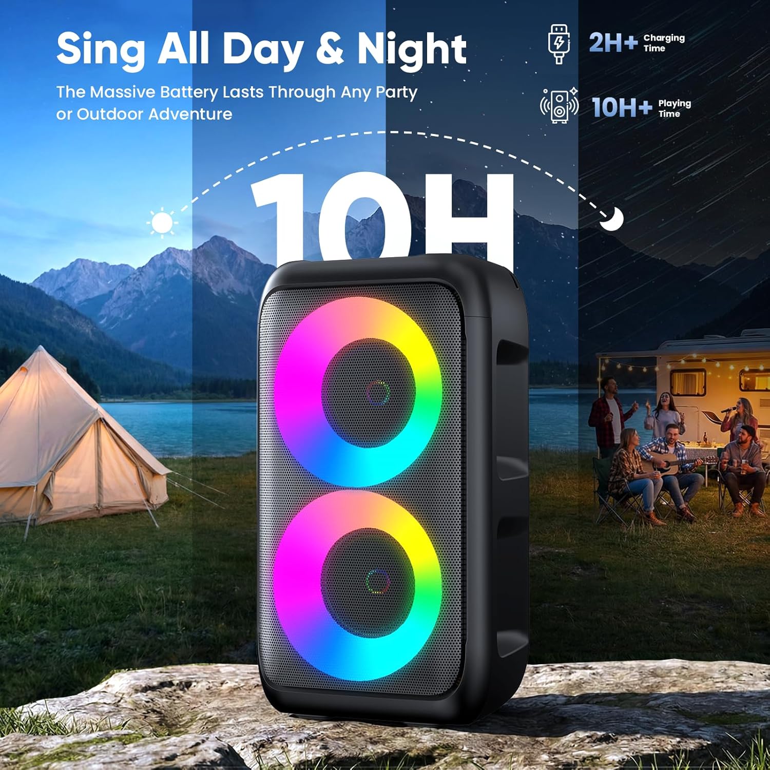 Karaoke Machine for Adults Kids, Portable Bluetooth Speaker