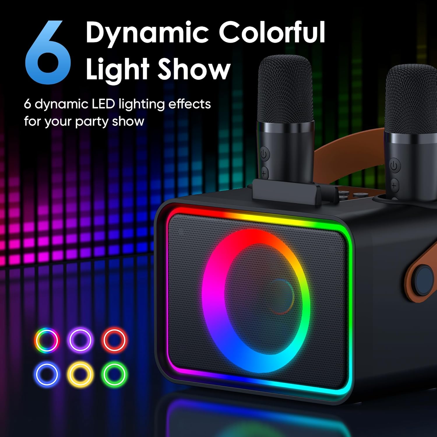 Portable Bluetooth Speaker with 2 Wireless Microphone